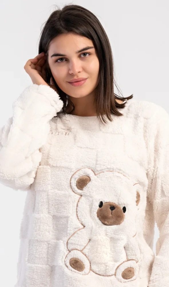 Dámské teplé pyžamo dlouhé Teddy - Vienetta Secret