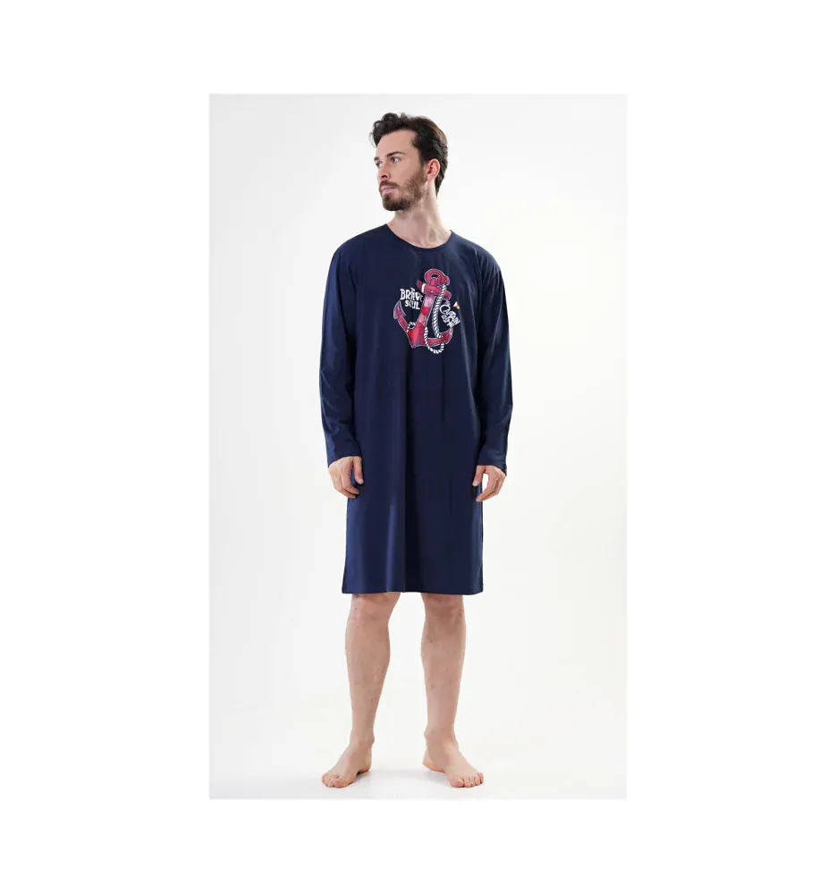 Pánská noční košile s dlouhým rukávem Kotva - Vienetta Secret