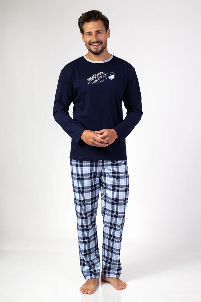 Pánské bavlněné pyžamo 469 s dlouhým rukávem- Regina