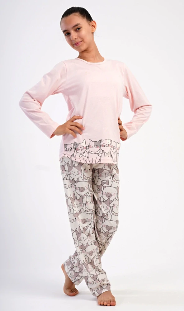 Dívčí pyžamo s dlouhým rukávem Koťata - Vienetta Secret