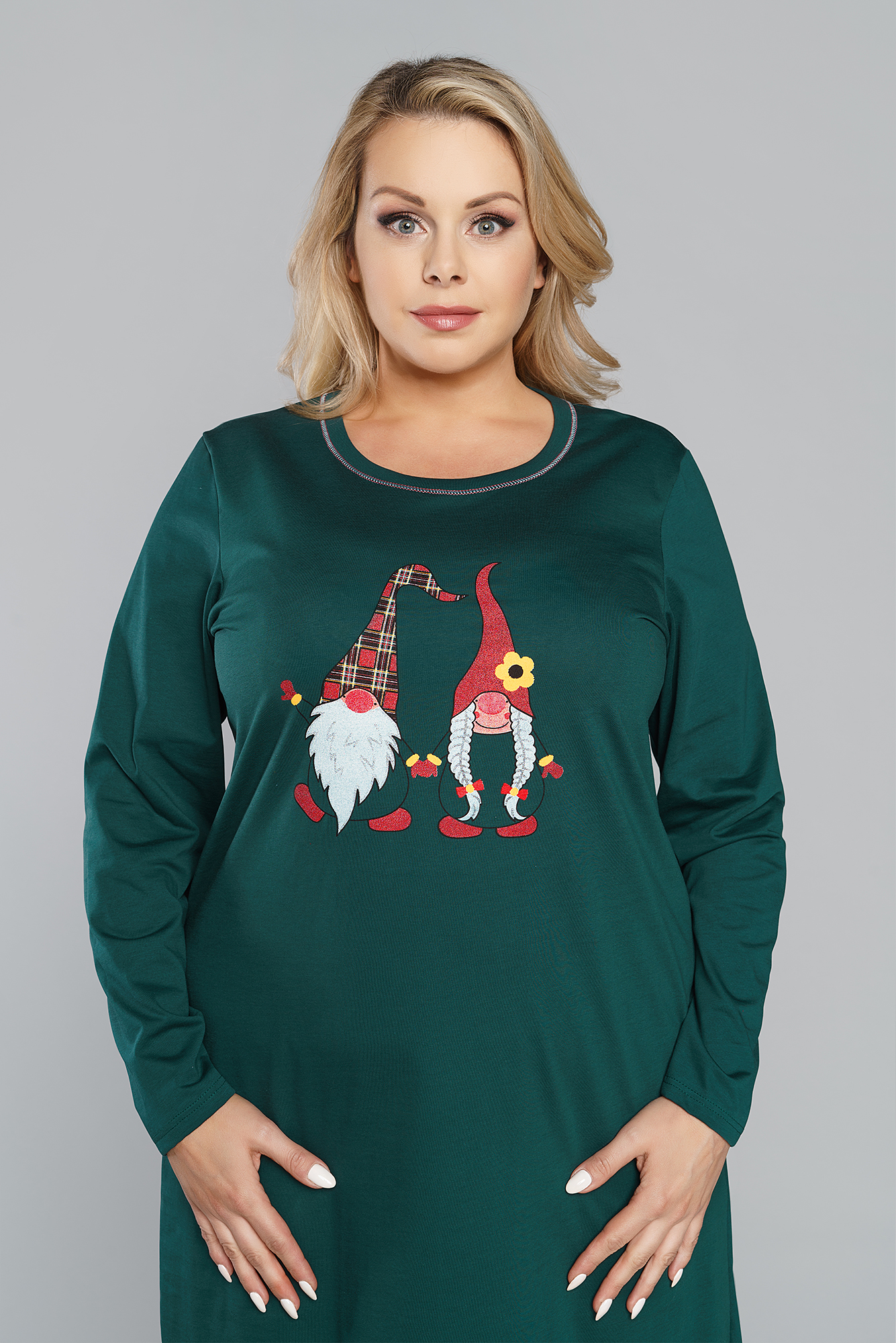 Dámská noční košile s dlouhým rukávem Santa  -Italian Fashion 