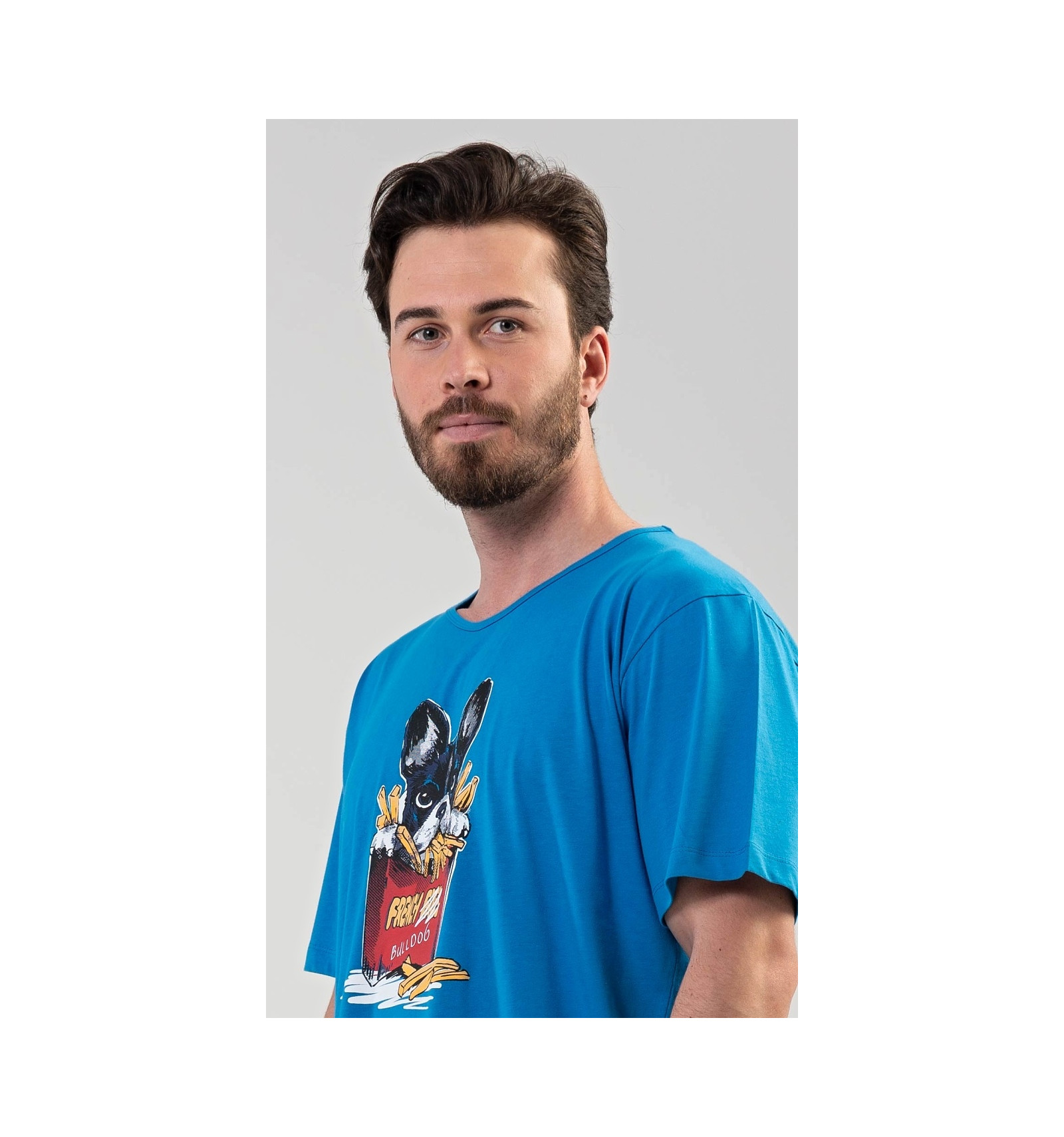 Pánská noční košile s krátkým rukávem Bulldog - Vienetta Secret