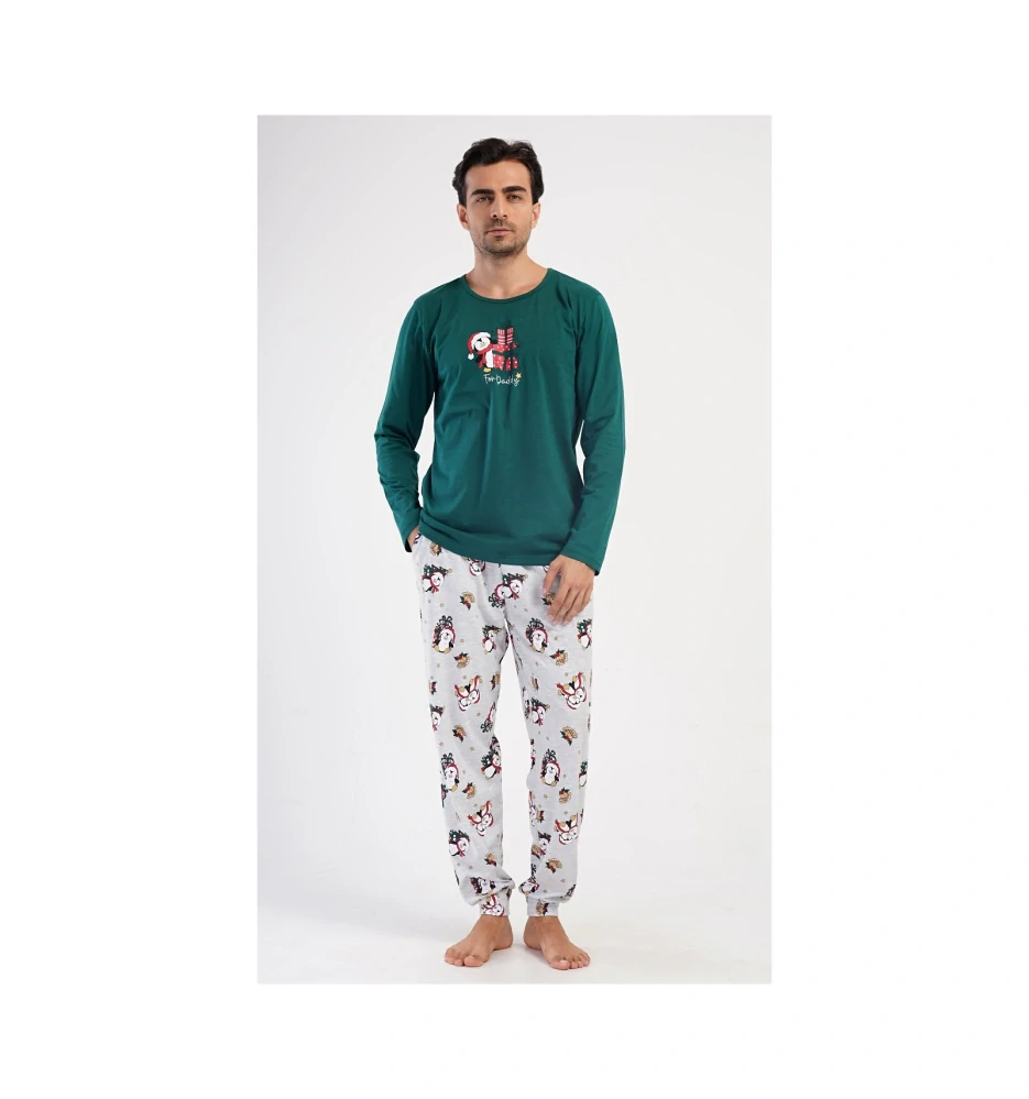 Pánské pyžamo dlouhé Tučňák s dárkem - Vienetta Secret