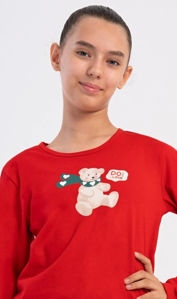 Dívčí pyžamo dlouhé Méďa se šálou - Vienetta Secret