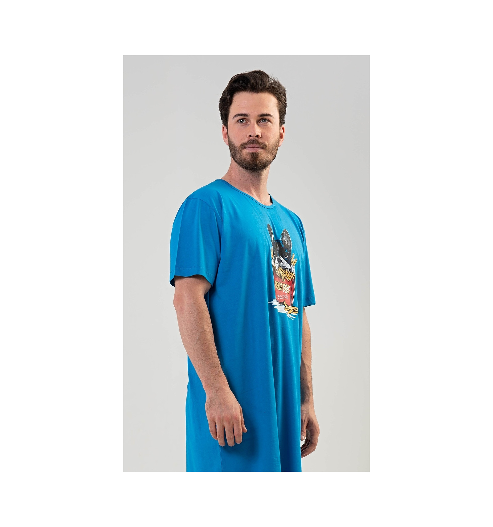 Pánská noční košile s krátkým rukávem Bulldog - Vienetta Secret