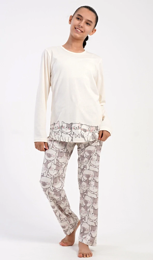 Dívčí pyžamo s dlouhým rukávem Koťata - Vienetta Secret