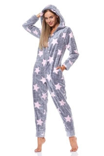 Dámský overal na spaní teplý Stars 9151 - L§L
